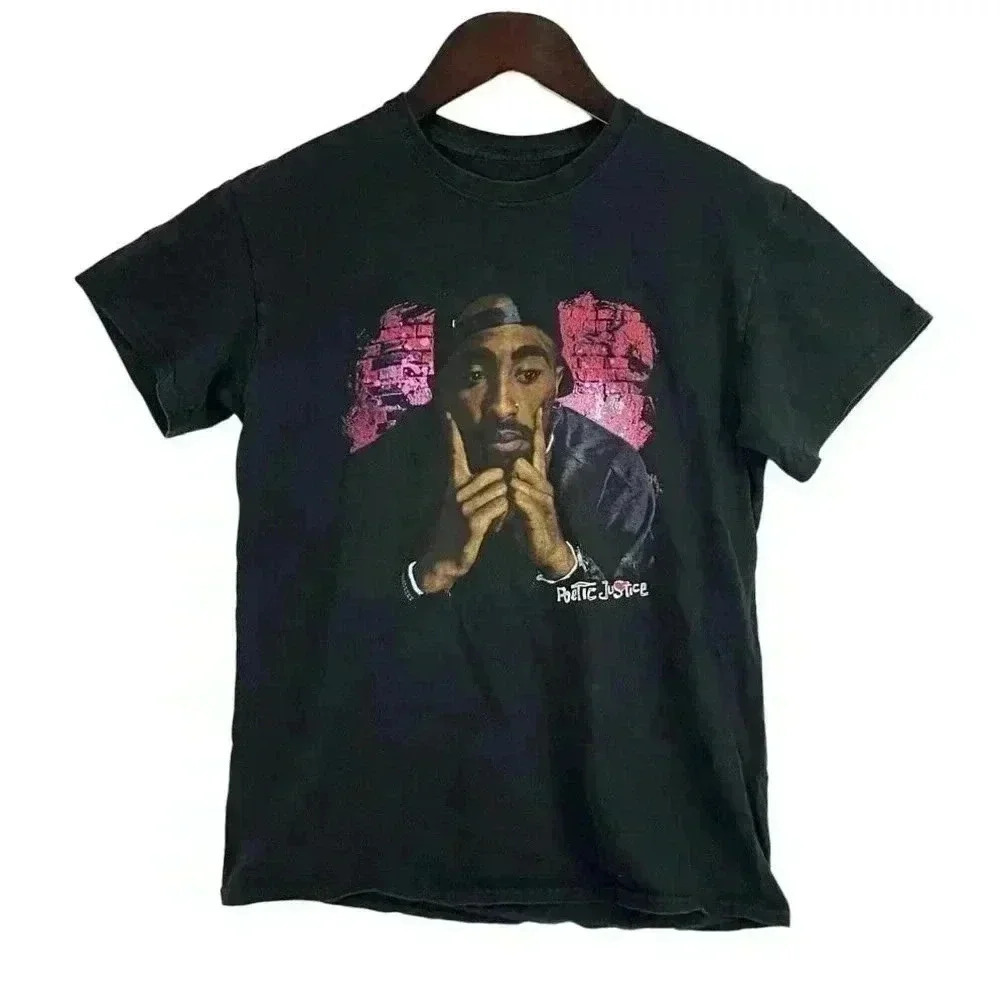 Tupac Shirt Tee Mens‎ MEDIUM  Poetic Justice Black Hip Hop Rap Music T-Shirt